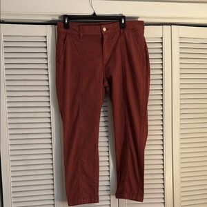 White House Black Market Coral/Red Straight Crop pant